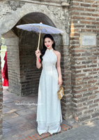 ROSE White Lace Sleeveless Ao Dai
