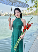 DAISY Green Sleeveless Ao Dai