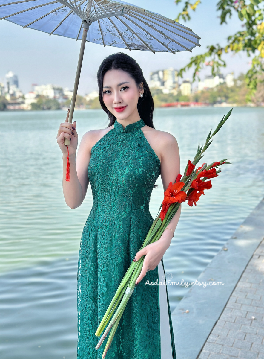DAISY Green Sleeveless Ao Dai| Ao Dai Emily