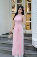 NAVY Pink Sleeveless with embroidery flowers