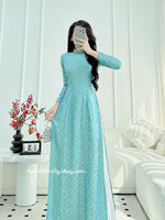 ORLA Pre made traditional ao dai with crystals collar