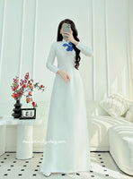 ADHARA Ao Dài lụa with 3D flowers and crystals