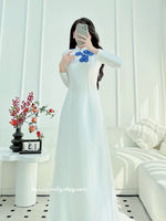 ADHARA Ao Dài lụa with 3D flowers and crystals