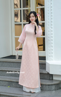 MIRA Pink modern ao dai with hand beading