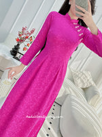 SUNLEE Ao dài gấm Pre made Vietnam with buttons|