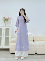 MADDISON Loosing style Purple modern ao dai with pearls