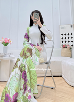 MARA Printed Lotus flowers pattern Pre made ao dai for women