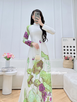 MARA Printed Lotus flowers pattern Pre made ao dai for women