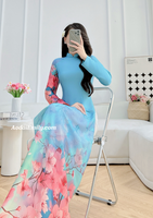 NOEMI Printed Blue/Pink flowers flowers pattern