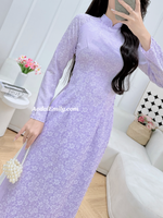 BAILEY Pastel purple ao dai set with pearls