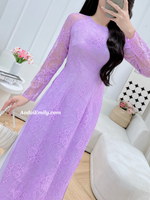 YARA Purple Traditional Lace áo dài
