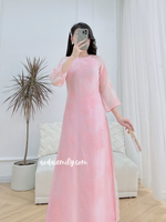 PRESLEY Pink rose flowers pattern Modern Ao dai