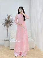 PRESLEY Pink rose flowers pattern Modern Ao dai