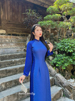 BEATRICE Sapphire Blue ao dai set with pearls