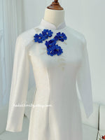 ADHARA Ao Dài lụa with 3D flowers and crystals