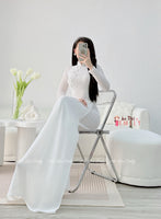 ZOE Ao dai with designed crystals, pearls and 3D flowers