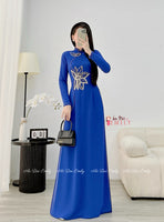 ASHLYN Blue hand beading lotus with crystals