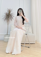 SUNNY Light Pink modern ao dai with crystals flowers