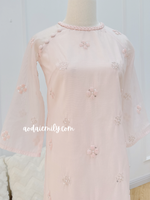 SUNNY Light Pink modern ao dai with crystals flowers