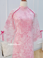 MOLLY Pink Spring flowers pattern Modern Ao dai