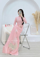 KENDALL Aó dài with embroidery Lotus & Crystals