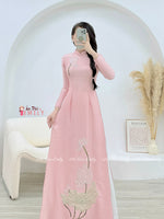 KENDALL Aó dài with embroidery Lotus & Crystals