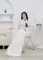 NINA White Lace and silk áo dài