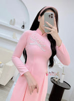 KENNEDY Pink ao dai with Lily of the valley flowers