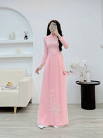 KENNEDY Pink ao dai with Lily of the valley flowers