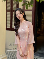 GABRIELLA Double layers modern ao dai with embroidery flowers