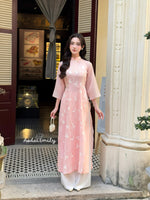 GABRIELLA Double layers modern ao dai with embroidery flowers