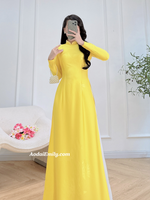 SUNFLOWER Yellow ao dai with simple crystals rhinestone