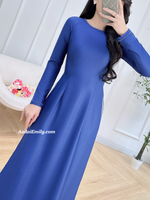 KAIA Blue ao dai with simple beading crystals