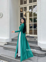 ARLETH Ao Dài lụa thêu hoa