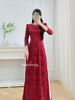 CYPRESS Ao Dai Gấm set with pearls collar