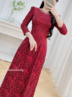 CYPRESS Ao Dai Gấm set with pearls collar