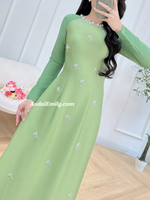 AYA Hand beading with crystals pre made ao dai