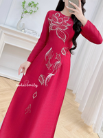 RYLEE Hand beading Lotus ao dai|