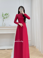PEYTON Burgundy Ao dai with crystals collar