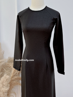 ARYA Black ao dai with simple beading crystals
