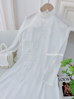 PIXIE Ao dai with designed crystals, pearls and 3D flowers