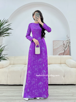 RUTH Ao dài gấm  | Purple Pre made ao dai Vietnam