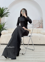 REBECCA Black ao dai set with pearls