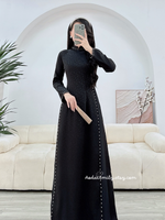 REBECCA Black ao dai set with pearls