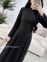 REBECCA Black ao dai set with pearls