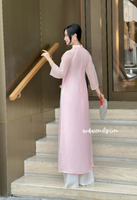 MCKENNA Pink Cutie bows with pearls modern ao dai