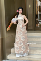 ALIVIA Sleeveless Taffeta Flowers patterns Pre made ao dai