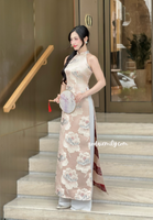ALIVIA Sleeveless Taffeta Flowers patterns Pre made ao dai