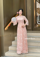 HARLOW Double layers modern ao dai with embroidery flowers