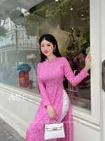 ANNE Pink áo dài| with crystals and pearls
